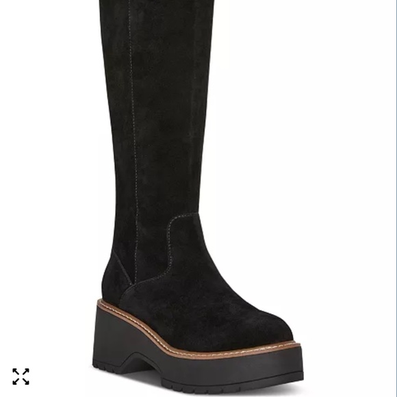 Aqua College Gina Black Suede Leather Boots, Tall Knee High, Size 9.5 M - Picture 6 of 16